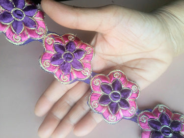 Green, Purple And Gold / Fuchsia Pink, Indigo And Gold Floral Trim - 200317L264/65